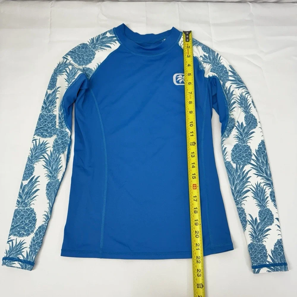 Youth Boy's Rash‎ Guard Blue Long Sleeve UPF 50 Youth Boy Sz Medium Swim Shirt